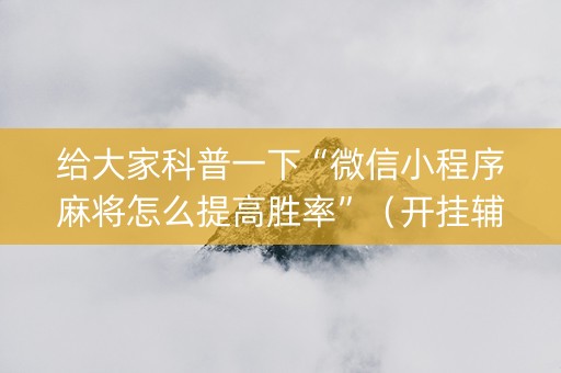 给大家科普一下“微信小程序麻将怎么提高胜率”（开挂辅助器脚本)