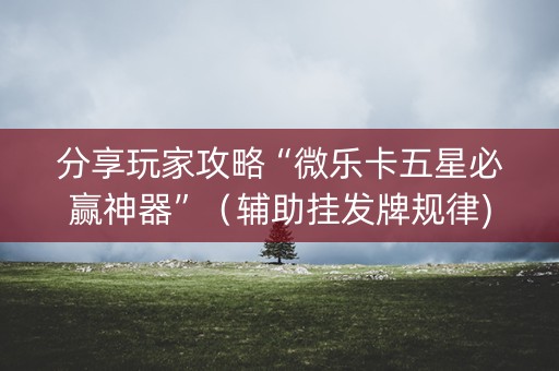 分享玩家攻略“微乐卡五星必赢神器”（辅助挂发牌规律)