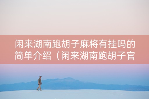 闲来湖南跑胡子麻将有挂吗的简单介绍（闲来湖南跑胡子官方版）