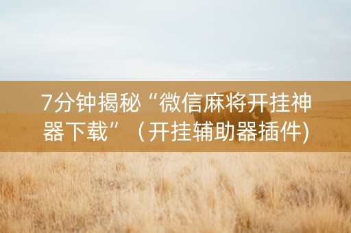 7分钟揭秘“微信麻将开挂神器下载”（开挂辅助器插件)