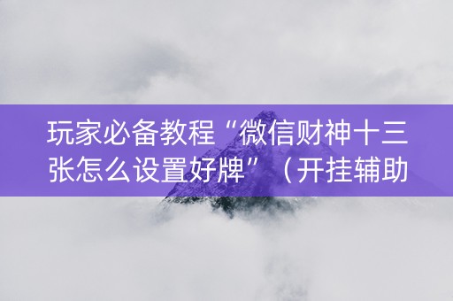 玩家必备教程“微信财神十三张怎么设置好牌”（开挂辅助脚本)