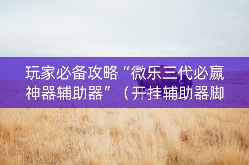 玩家必备攻略“微乐三代必赢神器辅助器”（开挂辅助器脚本)