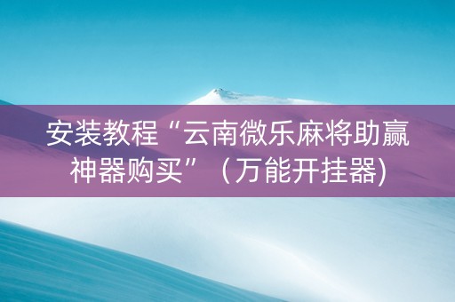 安装教程“云南微乐麻将助赢神器购买”（万能开挂器)
