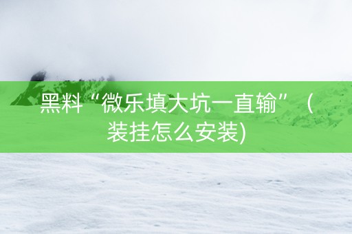 黑料“微乐填大坑一直输”（装挂怎么安装)