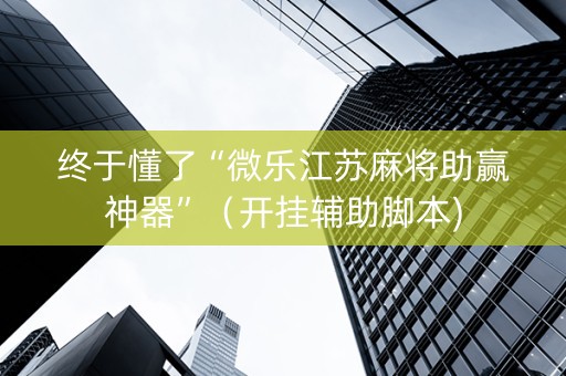 终于懂了“微乐江苏麻将助赢神器”（开挂辅助脚本)