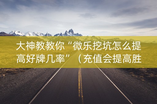 大神教教你“微乐挖坑怎么提高好牌几率”（充值会提高胜率么)