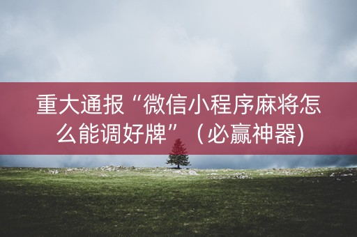 重大通报“微信小程序麻将怎么能调好牌”（必赢神器)