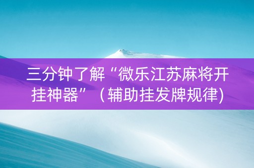 三分钟了解“微乐江苏麻将开挂神器”（辅助挂发牌规律)