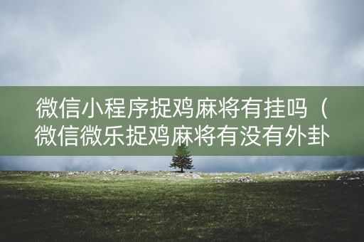 微信小程序捉鸡麻将有挂吗（微信微乐捉鸡麻将有没有外卦）