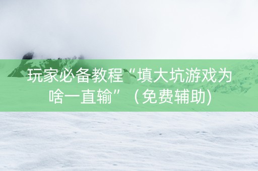 玩家必备教程“填大坑游戏为啥一直输”（免费辅助)