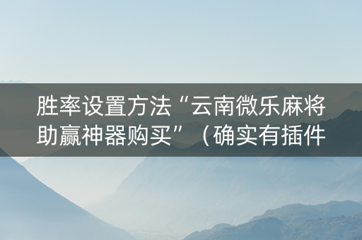 胜率设置方法“云南微乐麻将助赢神器购买”（确实有插件吗)