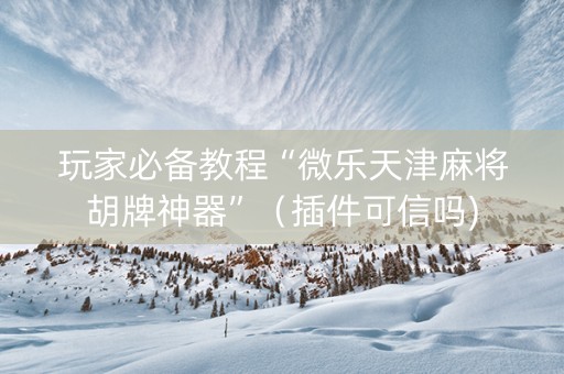 玩家必备教程“微乐天津麻将胡牌神器”（插件可信吗)