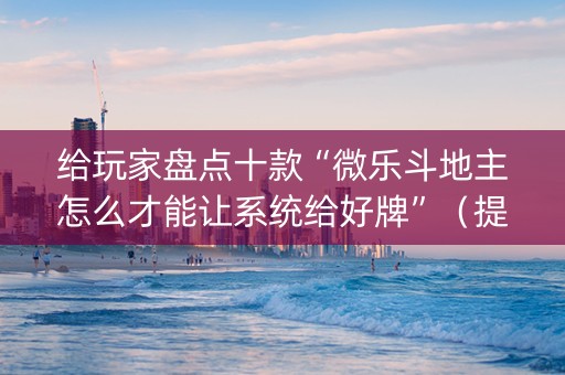 给玩家盘点十款“微乐斗地主怎么才能让系统给好牌”（提高胜率软件)