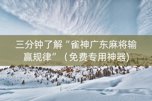 三分钟了解“雀神广东麻将输赢规律”（免费专用神器)