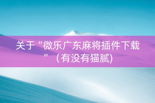 关于“微乐广东麻将插件下载”（有没有猫腻)