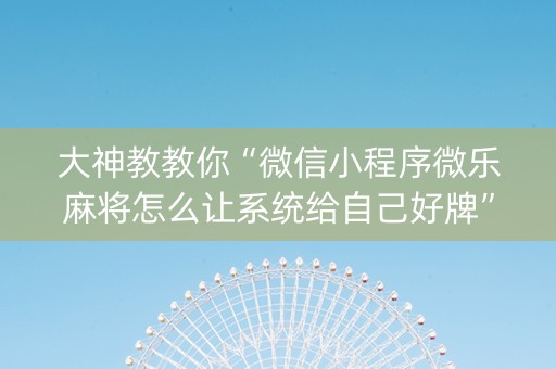 大神教教你“微信小程序微乐麻将怎么让系统给自己好牌”（挂件神器)