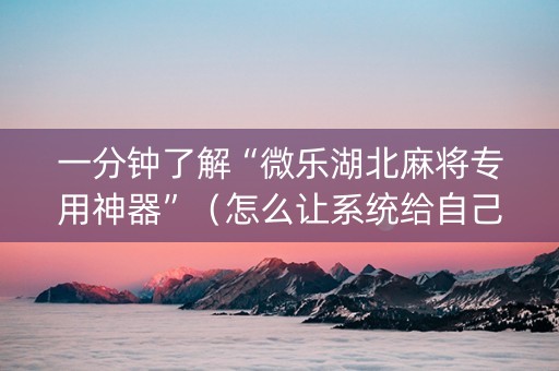一分钟了解“微乐湖北麻将专用神器”（怎么让系统给自己好牌)