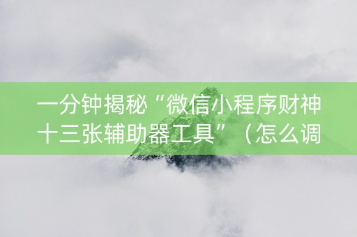 一分钟揭秘“微信小程序财神十三张辅助器工具”（怎么调胜率)
