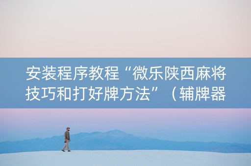 安装程序教程“微乐陕西麻将技巧和打好牌方法”（辅牌器插件购买)