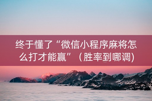 终于懂了“微信小程序麻将怎么打才能赢”（胜率到哪调)