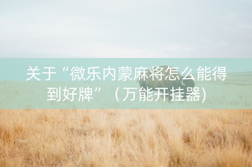 关于“微乐内蒙麻将怎么能得到好牌”（万能开挂器)