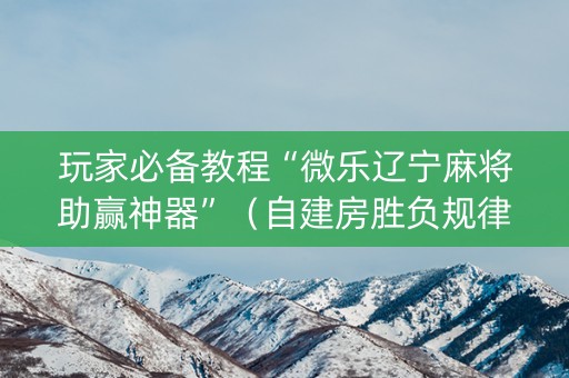 玩家必备教程“微乐辽宁麻将助赢神器”（自建房胜负规律)