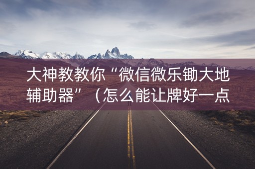 大神教教你“微信微乐锄大地辅助器”（怎么能让牌好一点)