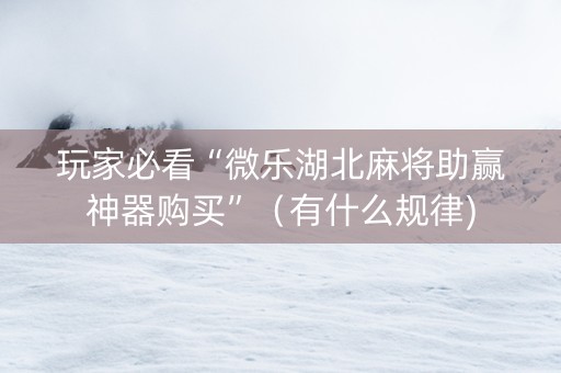 玩家必看“微乐湖北麻将助赢神器购买”（有什么规律)
