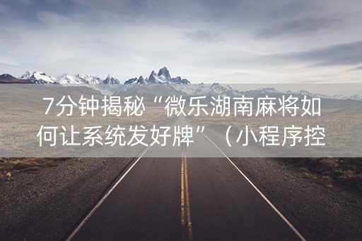7分钟揭秘“微乐湖南麻将如何让系统发好牌”（小程序控牌器)