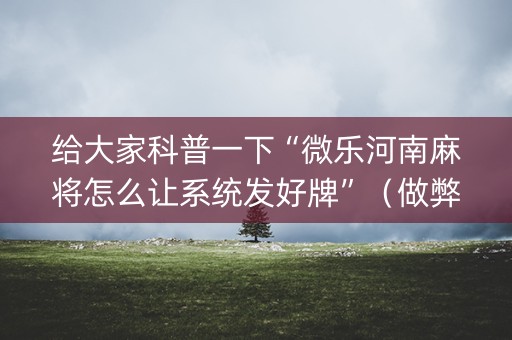 给大家科普一下“微乐河南麻将怎么让系统发好牌”（做弊器软件下载)