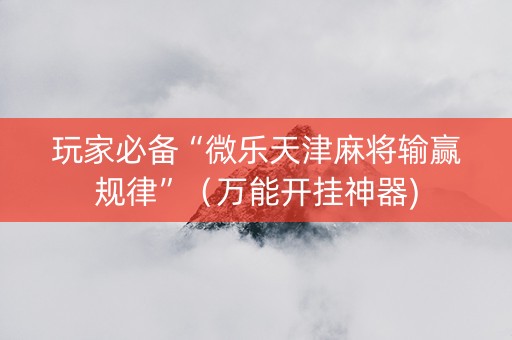 玩家必备“微乐天津麻将输赢规律”（万能开挂神器)