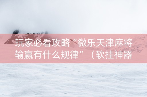 玩家必看攻略“微乐天津麻将输赢有什么规律”（软挂神器)