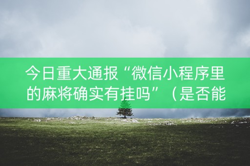 今日重大通报“微信小程序里的麻将确实有挂吗”（是否能开挂)