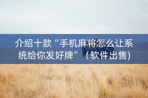 介绍十款“手机麻将怎么让系统给你发好牌”（软件出售)