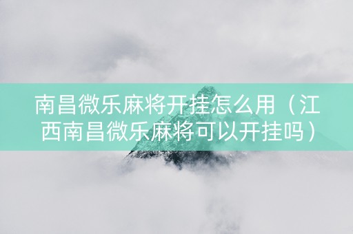 南昌微乐麻将开挂怎么用（江西南昌微乐麻将可以开挂吗）