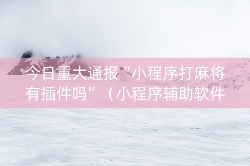 今日重大通报“小程序打麻将有插件吗”（小程序辅助软件)