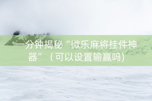 一分钟揭秘“微乐麻将挂件神器”（可以设置输赢吗)