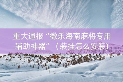 重大通报“微乐海南麻将专用辅助神器”（装挂怎么安装)
