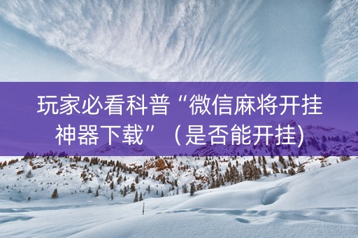 玩家必看科普“微信麻将开挂神器下载”（是否能开挂)