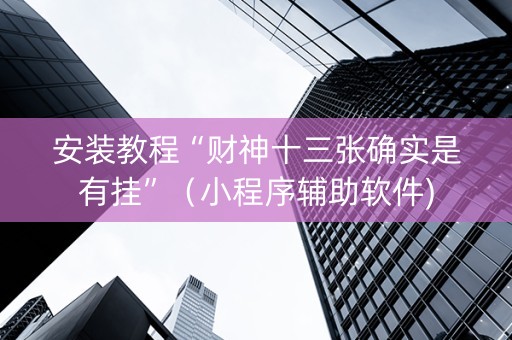 安装教程“财神十三张确实是有挂”（小程序辅助软件)