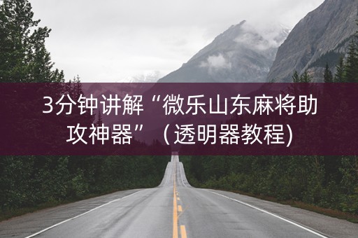 3分钟讲解“微乐山东麻将助攻神器”（透明器教程)