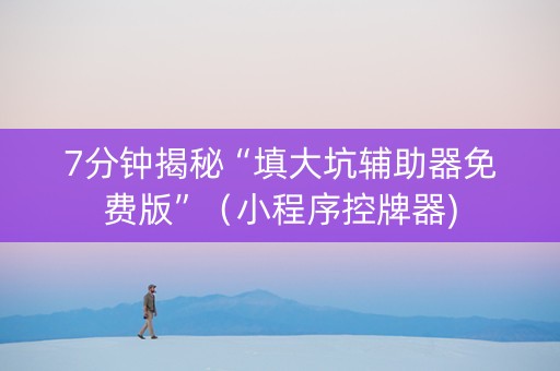 7分钟揭秘“填大坑辅助器免费版”（小程序控牌器)