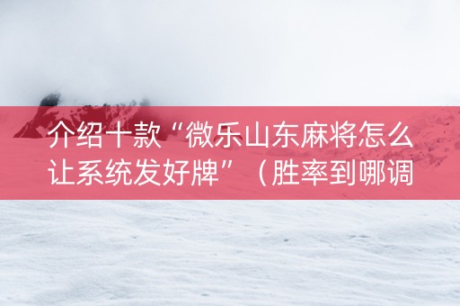 介绍十款“微乐山东麻将怎么让系统发好牌”（胜率到哪调)