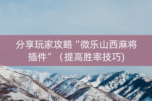 分享玩家攻略“微乐山西麻将插件”（提高胜率技巧)