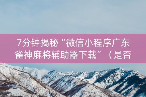 7分钟揭秘“微信小程序广东雀神麻将辅助器下载”（是否能开挂)
