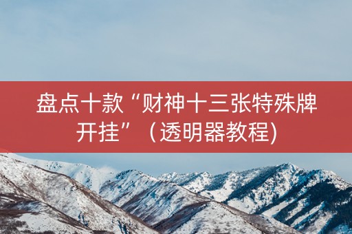 盘点十款“财神十三张特殊牌开挂”（透明器教程)