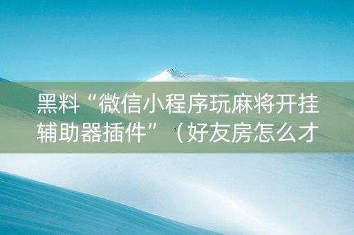 黑料“微信小程序玩麻将开挂辅助器插件”（好友房怎么才能赢)
