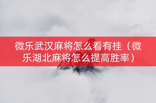 微乐武汉麻将怎么看有挂（微乐湖北麻将怎么提高胜率）