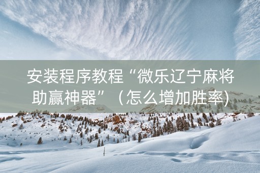 安装程序教程“微乐辽宁麻将助赢神器”（怎么增加胜率)