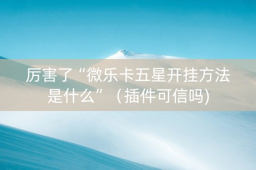 厉害了“微乐卡五星开挂方法是什么”（插件可信吗)